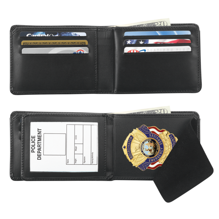 Strong Leather Horizontal Hidden Badge Wallet