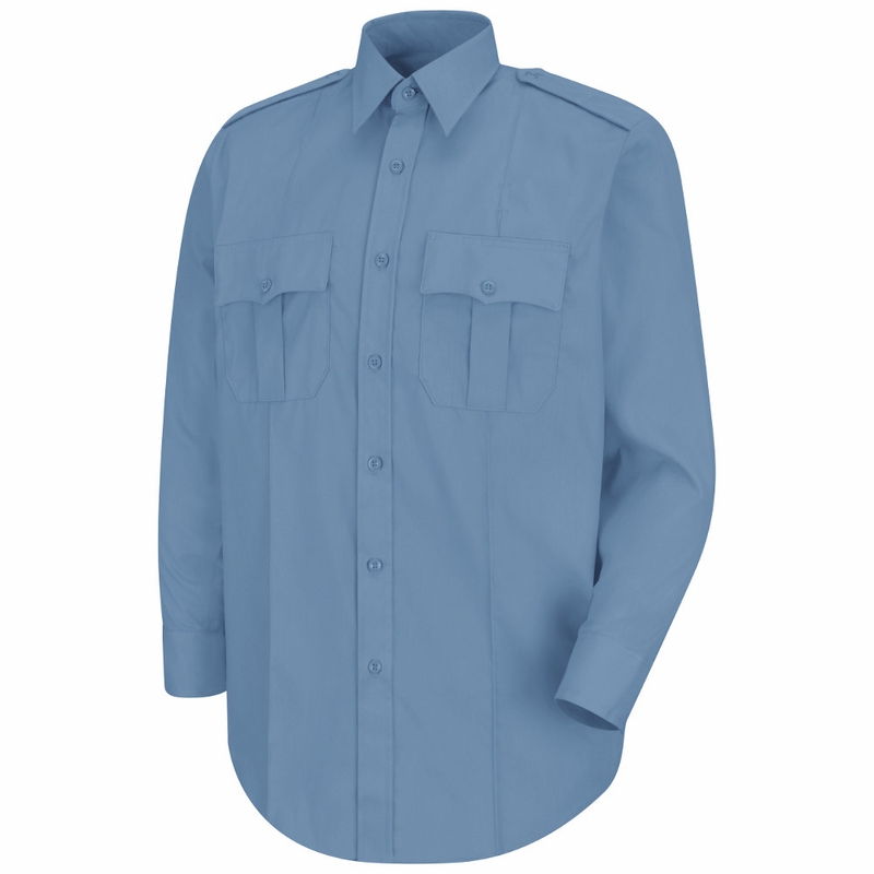 Class A HS LS Dress Shirt w/zipper & patches/light blue