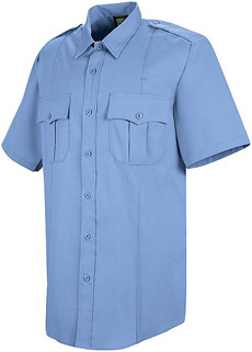 Class A HS SS Dress Shirt w/zipper & patches/Light blue