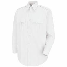 Class A HS LS Dress Shirt w/zipper & patches/White