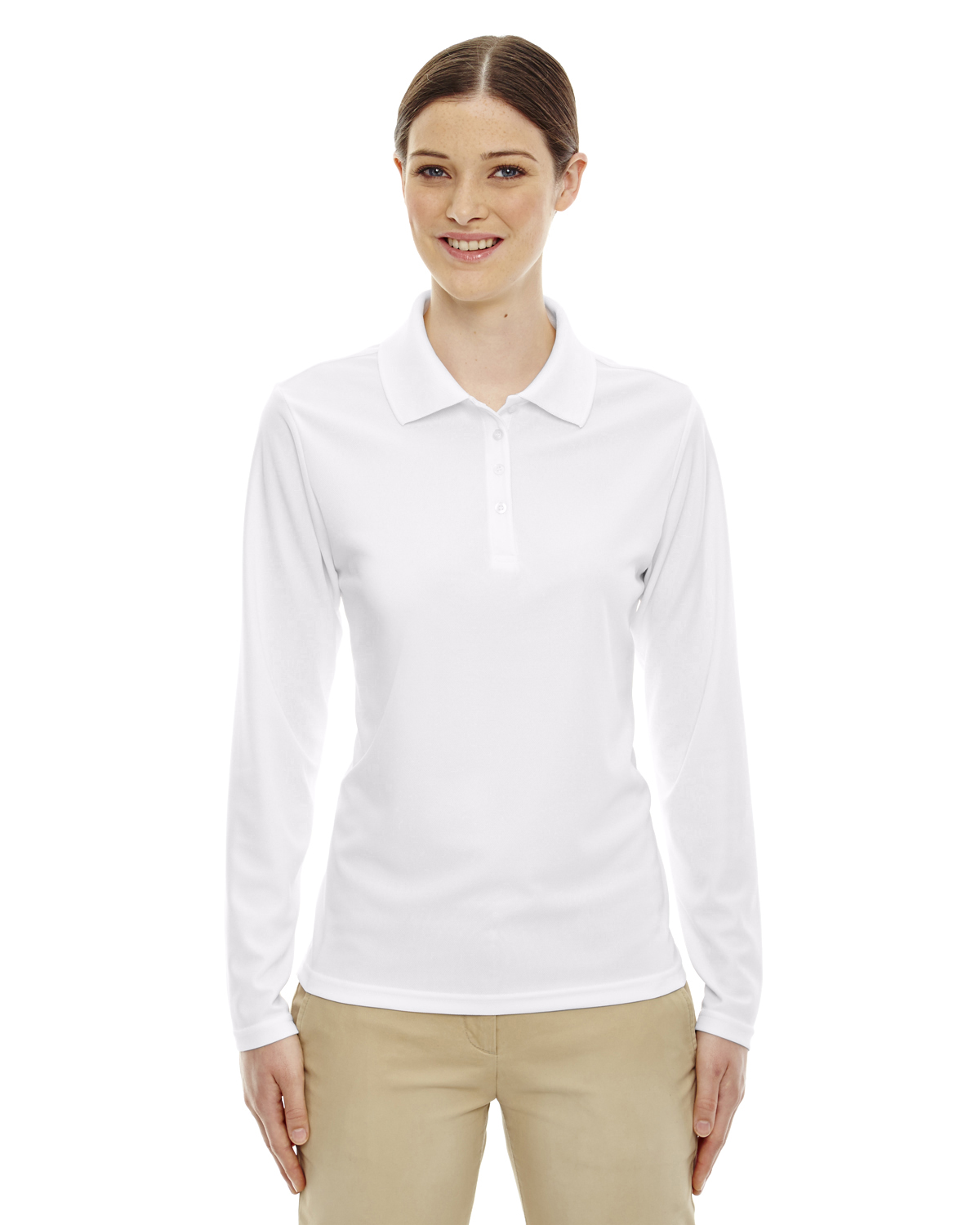 FIRE PREV Ladies' Long-Sleeve Polo, White