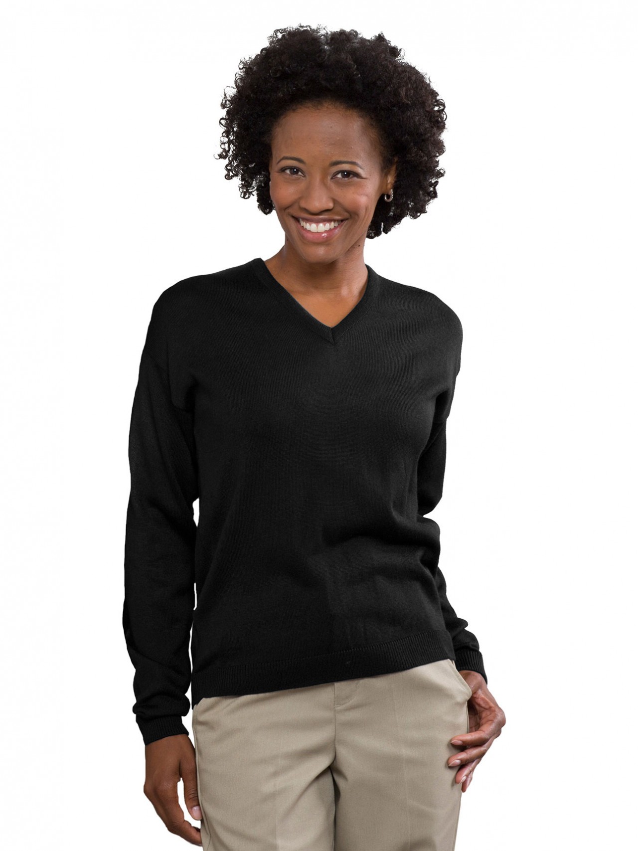 Ladies' V-neck Sweater, Black