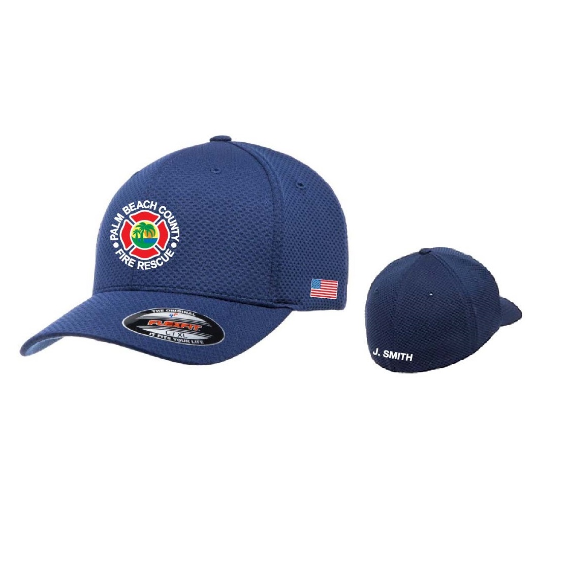 Yupoong Flexfit Cool & Dry 3D Hexagon Jersey Cap, Palm Beach Fire Rescue