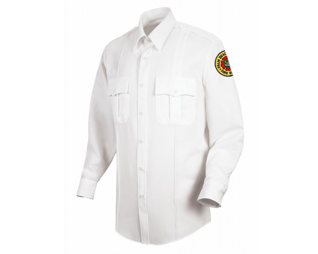 Uniform Shirt, Mens Long Sleeve, Zipper (White)