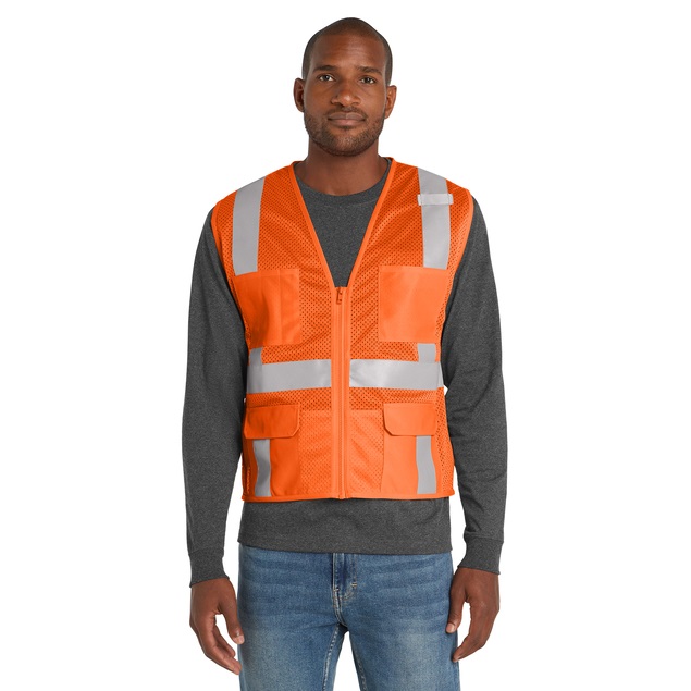 CornerStone® ANSI 107 Class 2 Mesh Six-Pocket Zippered Vest