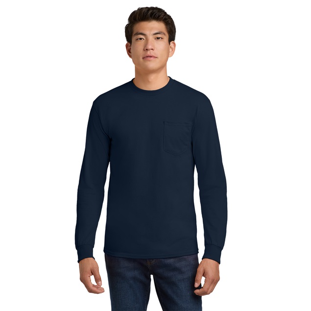 G2410 Gildan® Ultra Cotton® 100% US Cotton L/S T-Shirt w/ Pocket