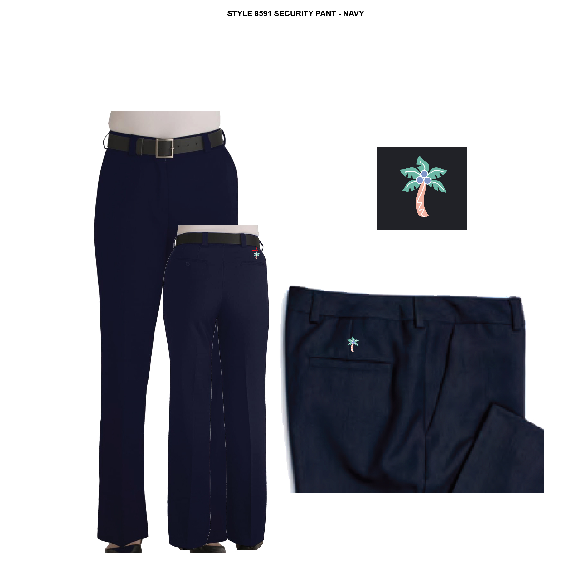 Ladies Flat Front Polyester Pant, Navy - Bus Operator