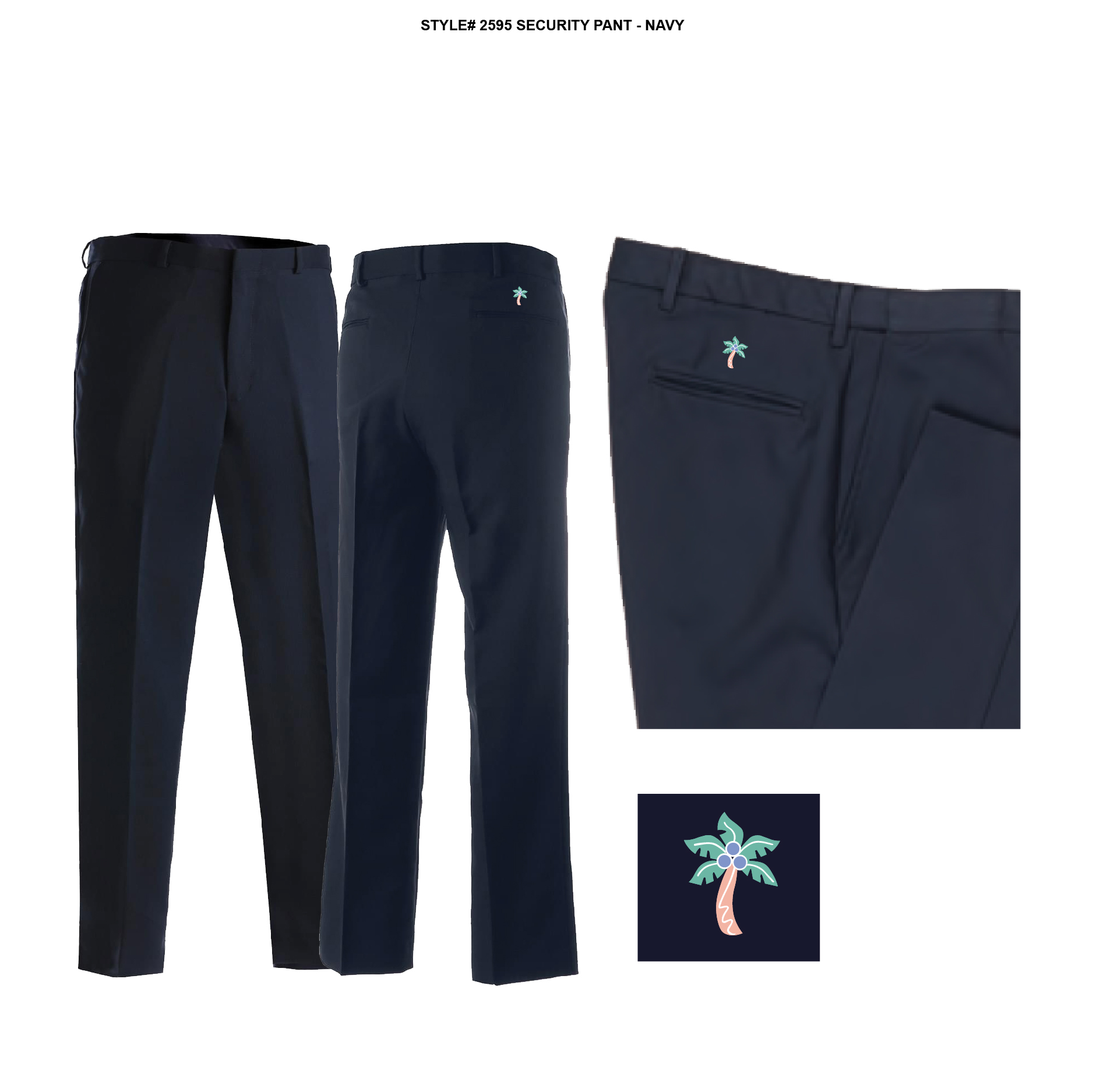 Men's Flat Front Polyester Pant, Navy - Bus Operator