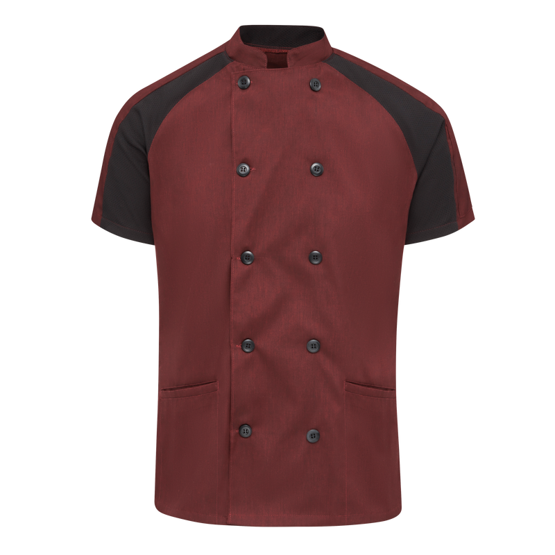 Women's Airflow Raglan Chef Coat with OilBlok - Merlot/Black
