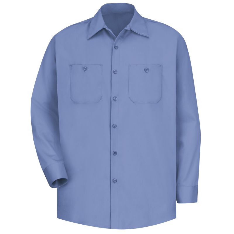 Red Kap Mens L/S Wrinkle-Resistant Cotton Work Shirt - Light Blu